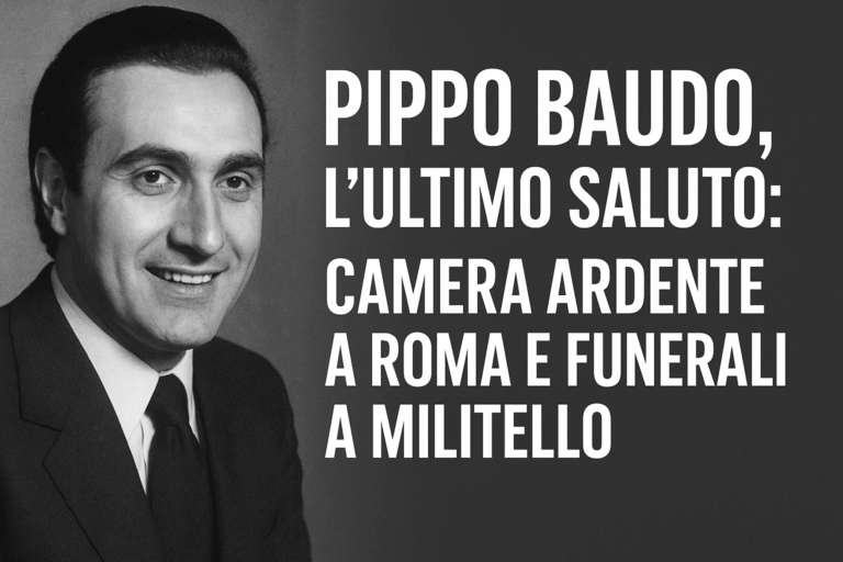 "Camera ardente per Pippo Baudo al Teatro delle Vittorie a Roma e funerali a Militello Val di Catania. L’omaggio della Rai, il ricordo di Assumma e Pupo."